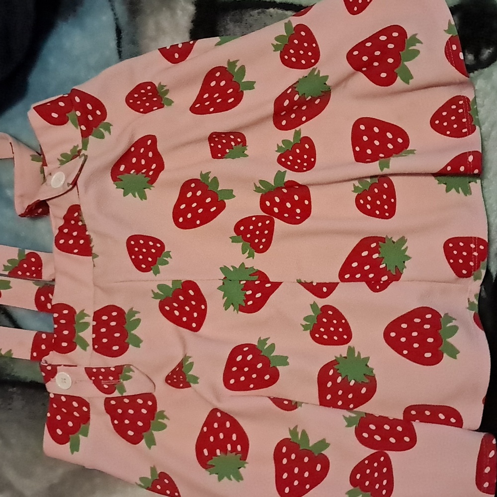 Pink with stawberries Overall skirt